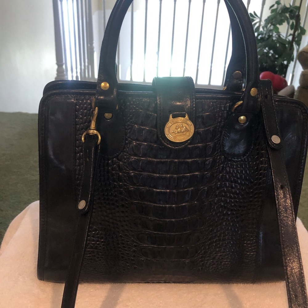 Brahmin Black Stachel w/Black Wallet Combo